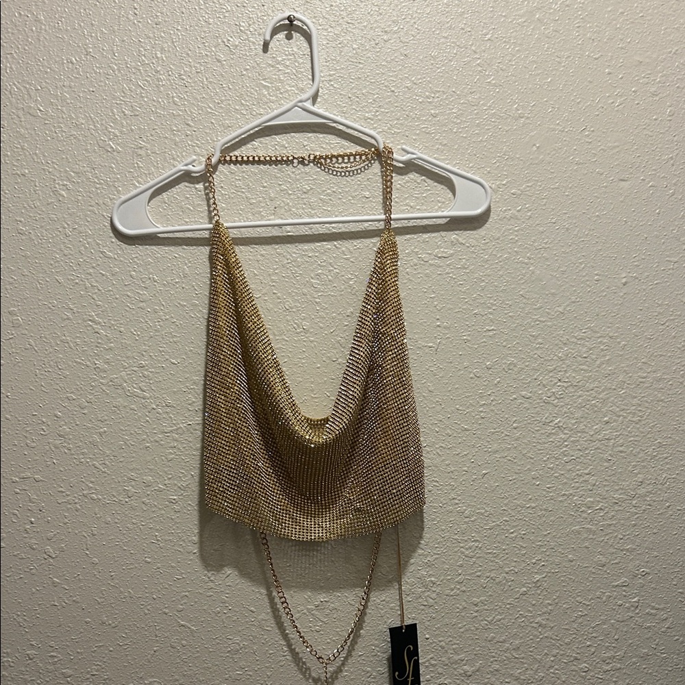Gold Chainmail Halter Top